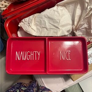 Rae Dunn Red Naughty and Nice Divided Tray